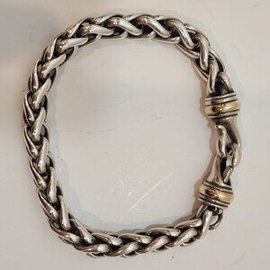 Vintage Retired David Yurman 925/18K Heavy Wheat Chain Bracelet 8.5 Inches
